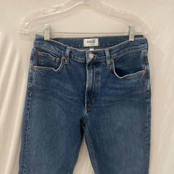 Agolde Dark Wash High Rise Straight Crop Buttonfly Jeans Women’s 26 - Picture 2 of 7